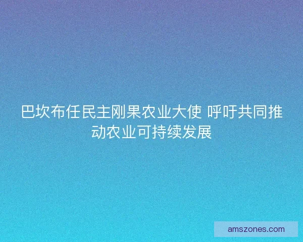 巴坎布任民主刚果农业大使 呼吁共同推动农业可持续发展